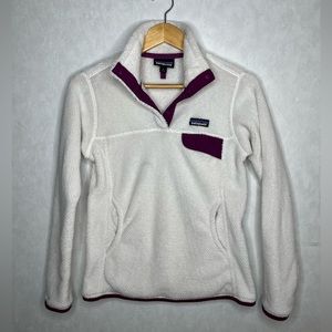 White and Purple Patagonia Fleece Pullover